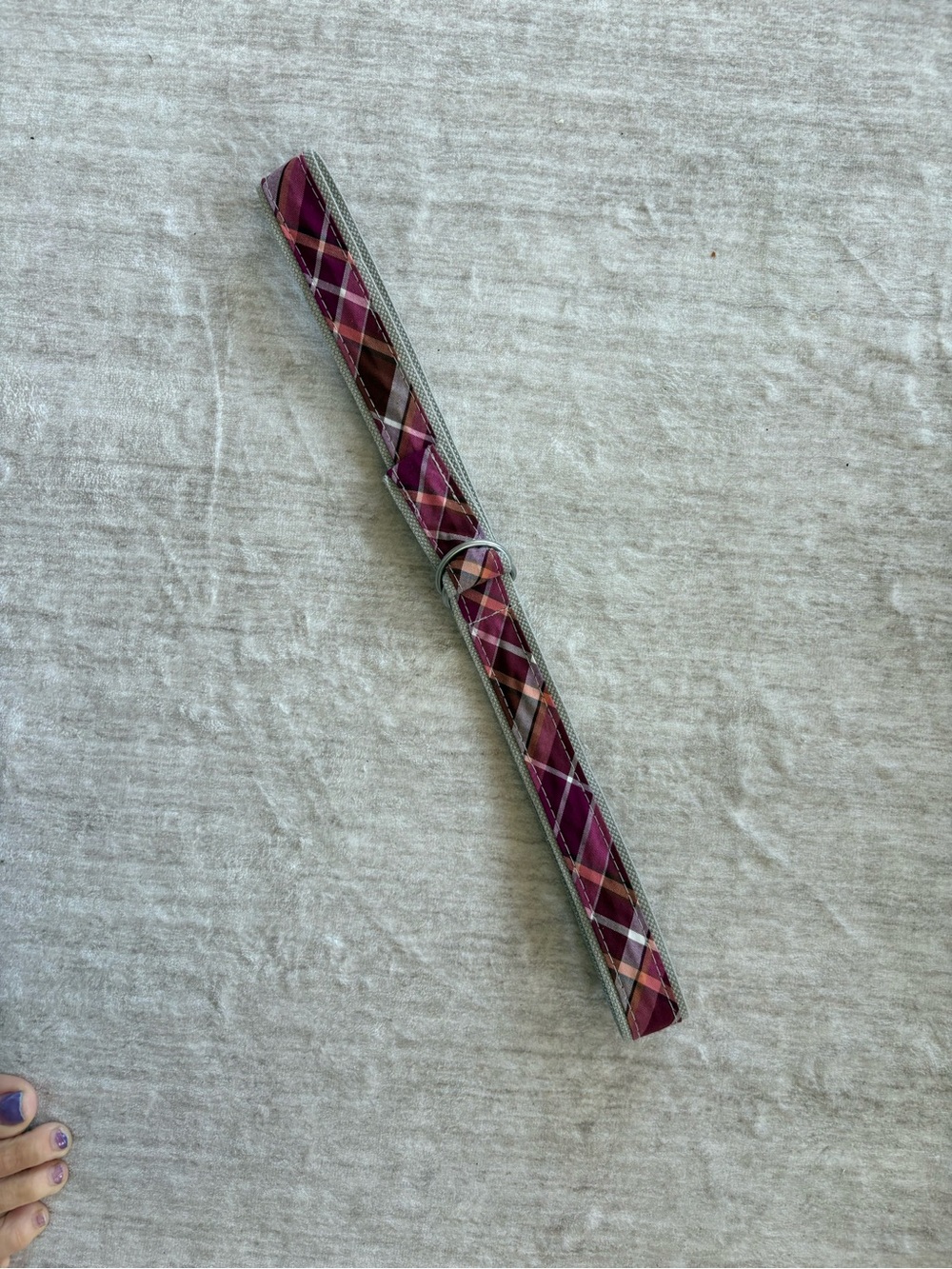 Women’s Maroon, Pink Plaid D-Ring Belt - Picture 3 of 9